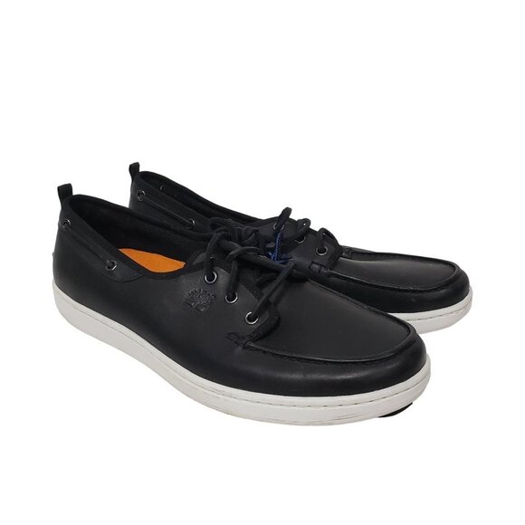 Timberland Men's Leather Boat Shoes in Black -‎ Size 12 - Picture 1 of 9